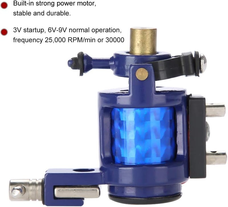 woobles Tattoo Machine Gun Alloy Rotary Shader Liner, Strong Motor Gun Liner Shader Coloring Permanent Makeup Tool for Shader Supply Equipment and Artists(Blue) - Image 5
